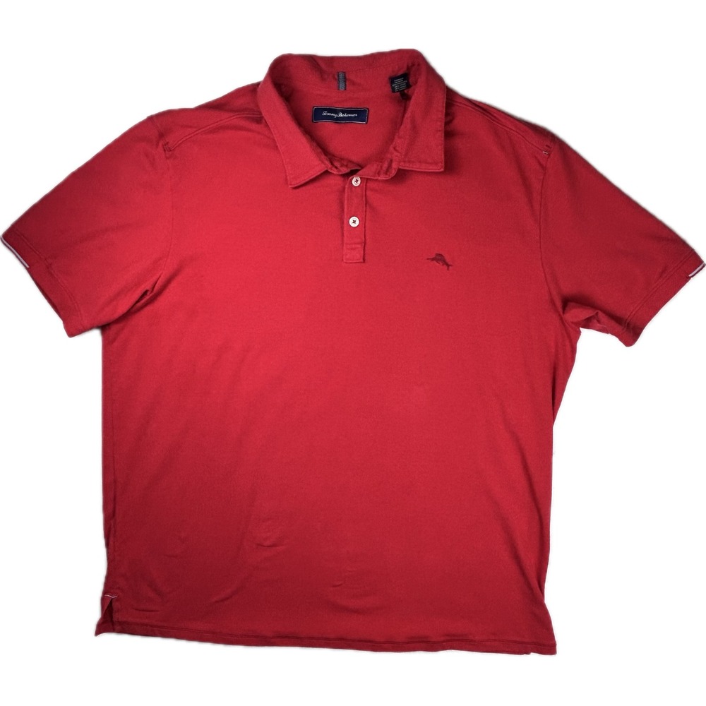 Tommy Bahama Mens XXL Red Short Sleeve Marlin Logo Polo Shirt Classic Fit